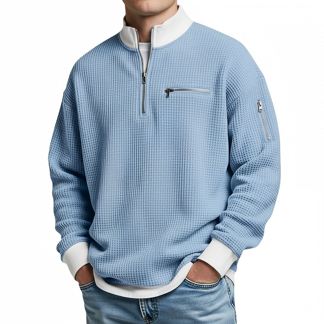 Brice - Pull en maille gaufrée à col zippé