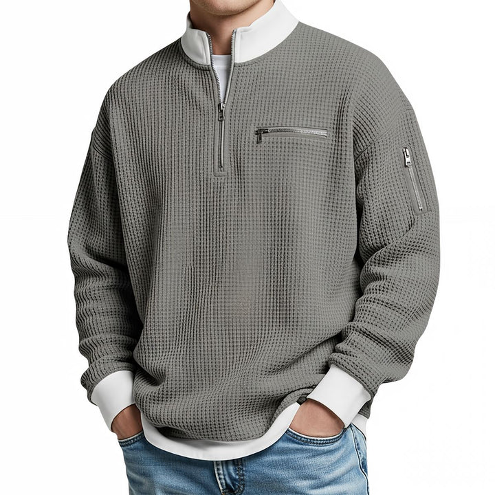 Brice - Pull en maille gaufrée à col zippé