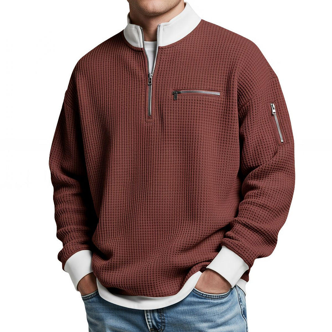 Brice - Pull en maille gaufrée à col zippé
