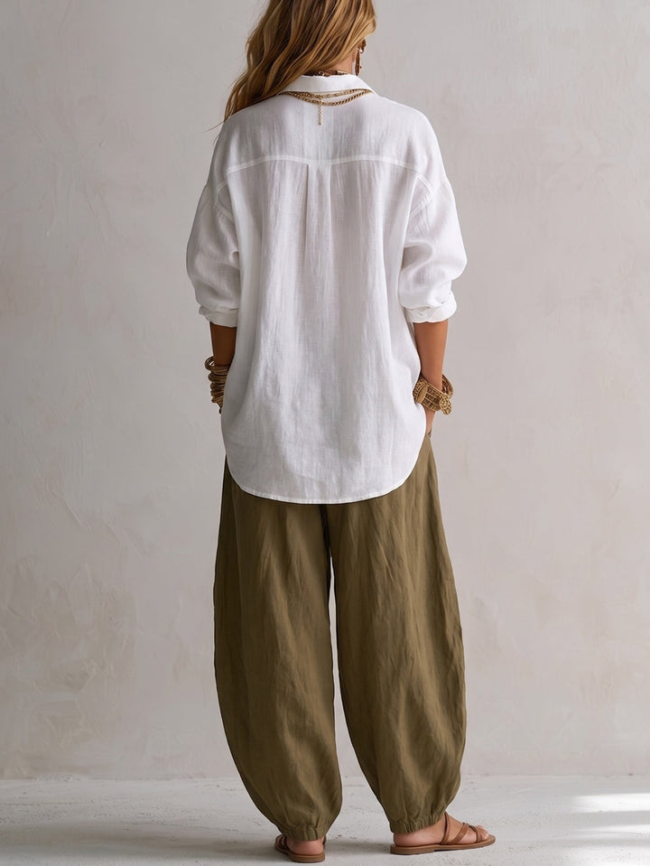 Coravelle - Ensemble chemise sculpturale et pantalon ballon