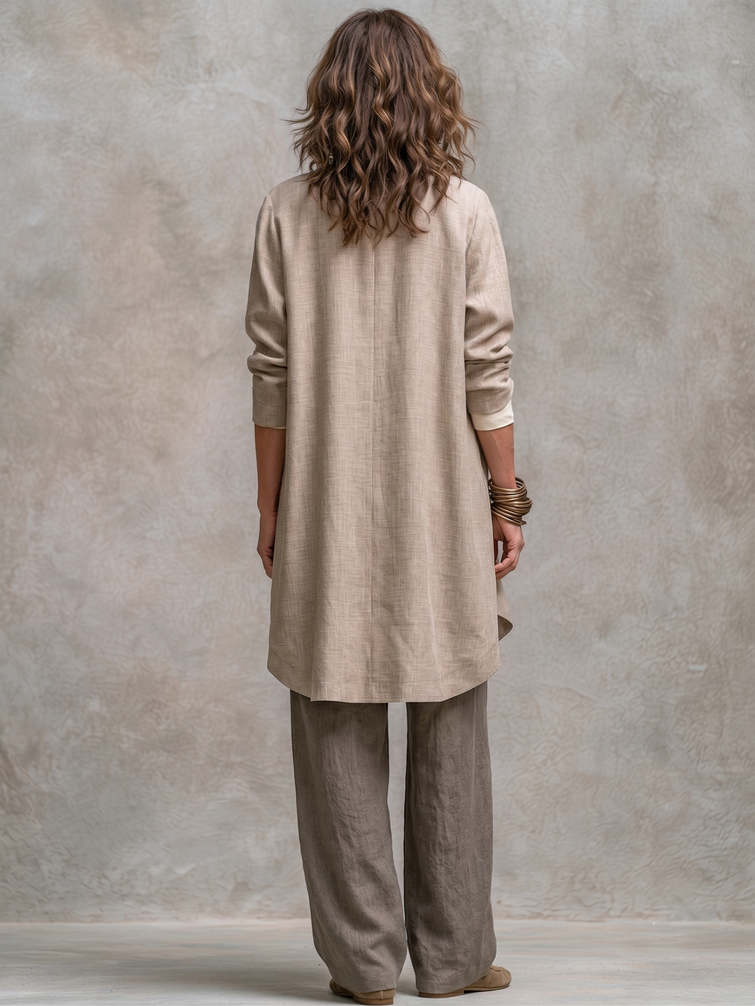 Isolenne - Ensemble tailleur trois pièces à pantalon large haut de gamme