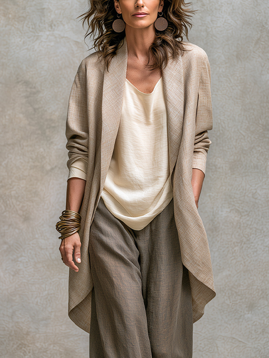 Isolenne - Ensemble tailleur trois pièces à pantalon large haut de gamme