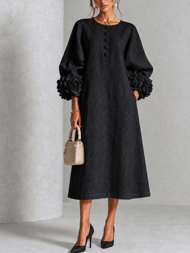 Estelora - Robe midi sculpturale à motif floral