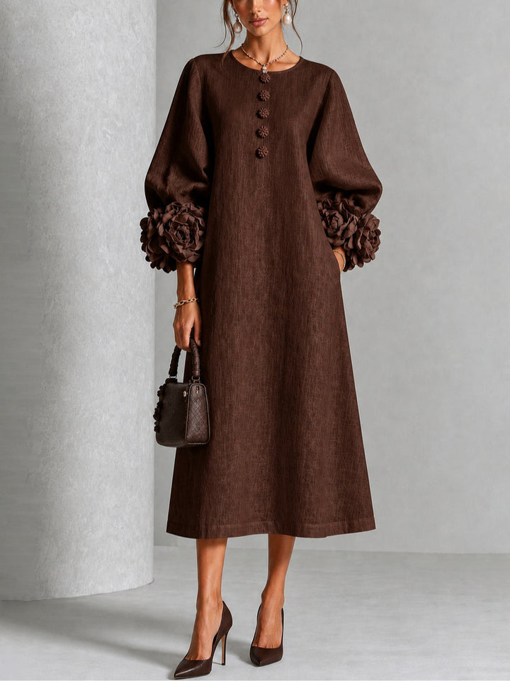 Estelora - Robe midi sculpturale à motif floral