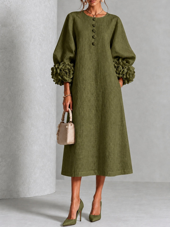 Estelora - Robe midi sculpturale à motif floral