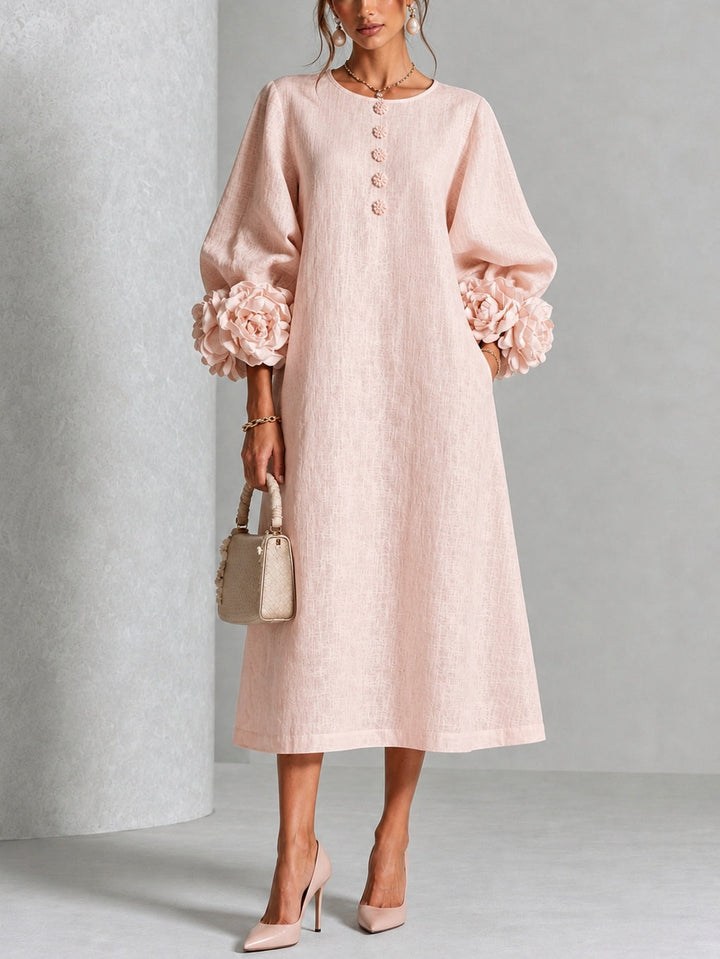 Estelora - Robe midi sculpturale à motif floral