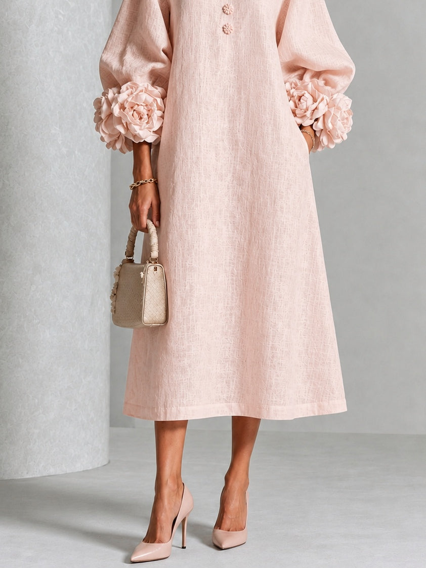 Estelora - Robe midi sculpturale à motif floral