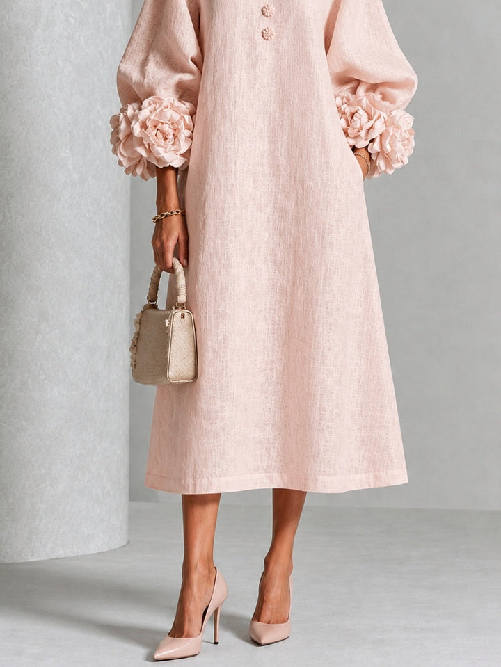 Estelora - Robe midi sculpturale à motif floral