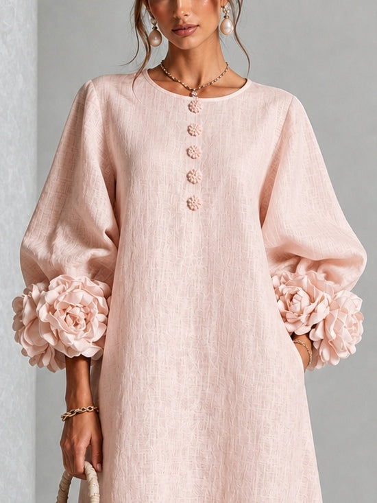 Estelora - Robe midi sculpturale à motif floral