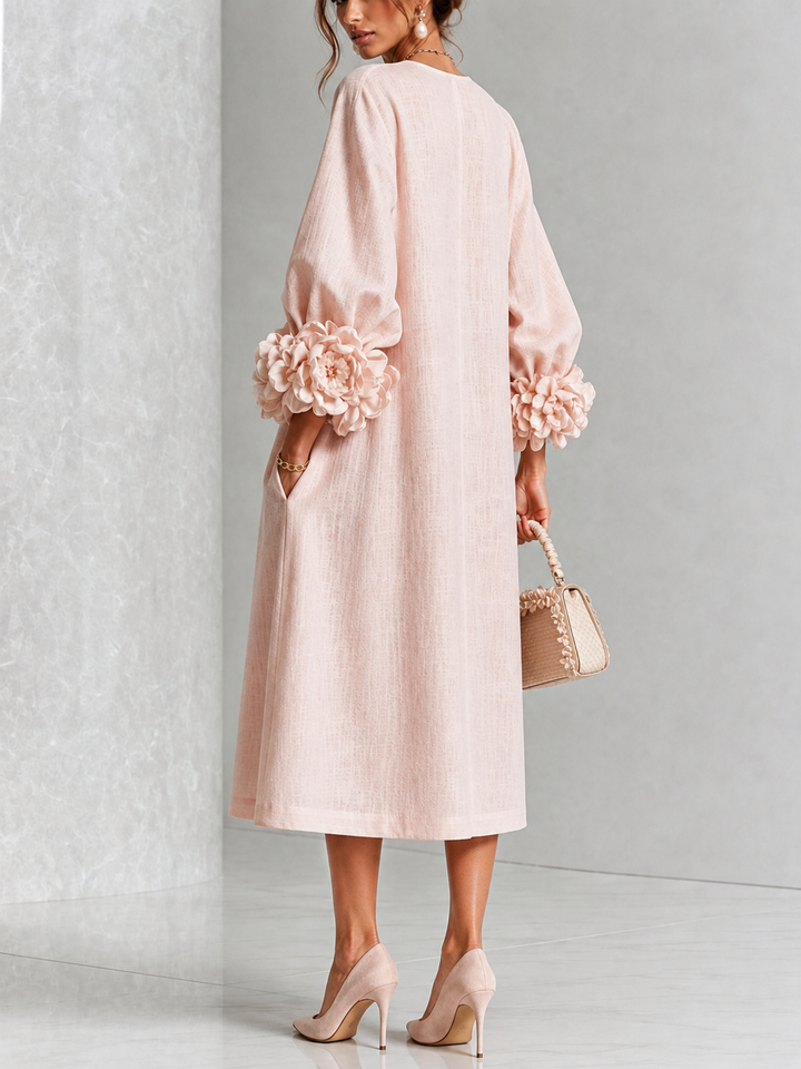 Estelora - Robe midi sculpturale à motif floral