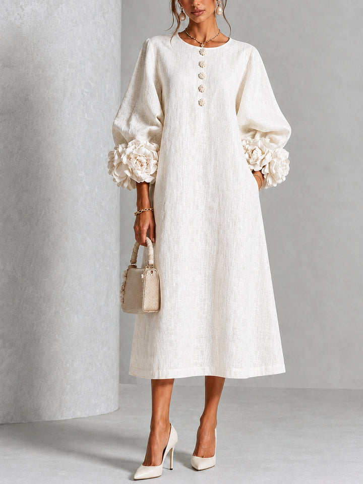Estelora - Robe midi sculpturale à motif floral