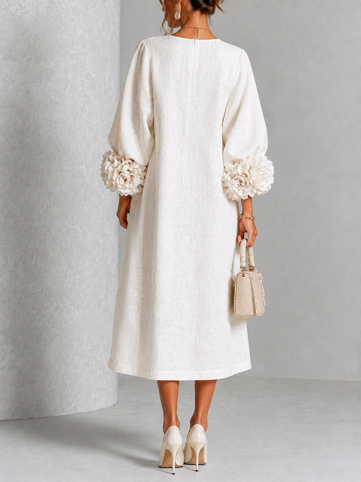 Estelora - Robe midi sculpturale à motif floral
