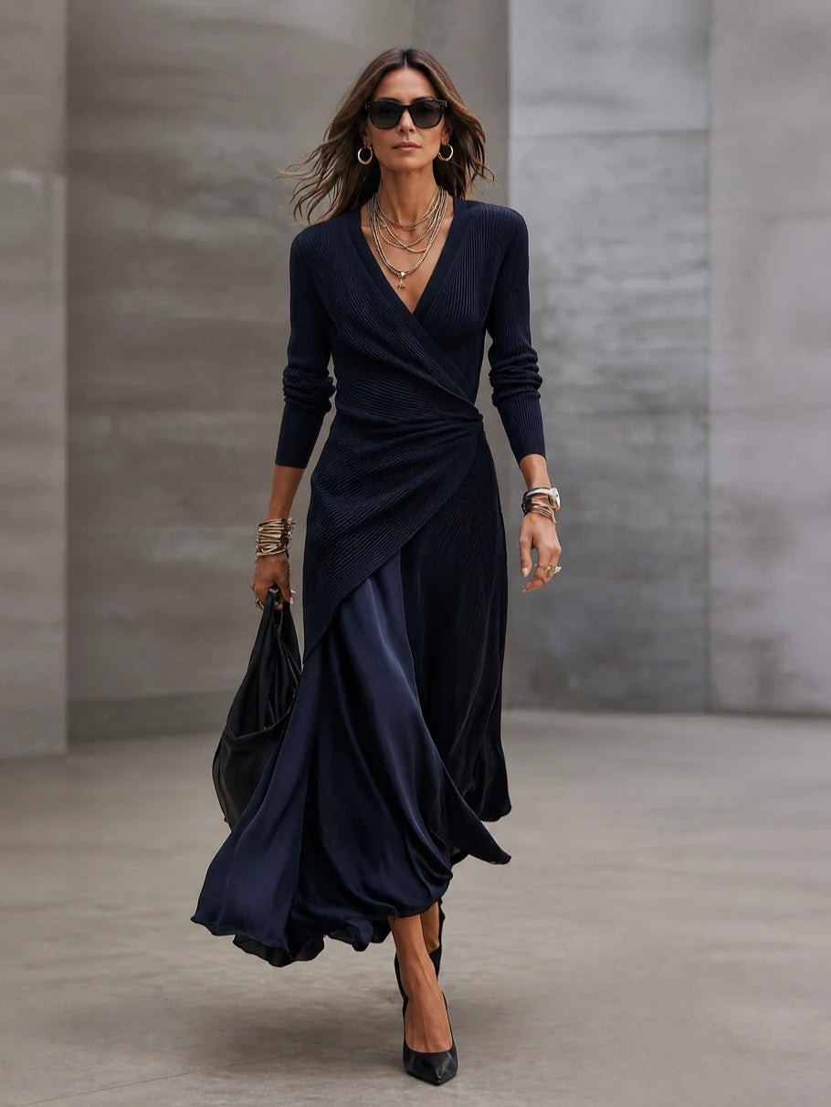 Etta - Robe longue drapée texturée