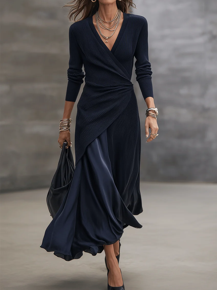 Etta - Robe longue drapée texturée