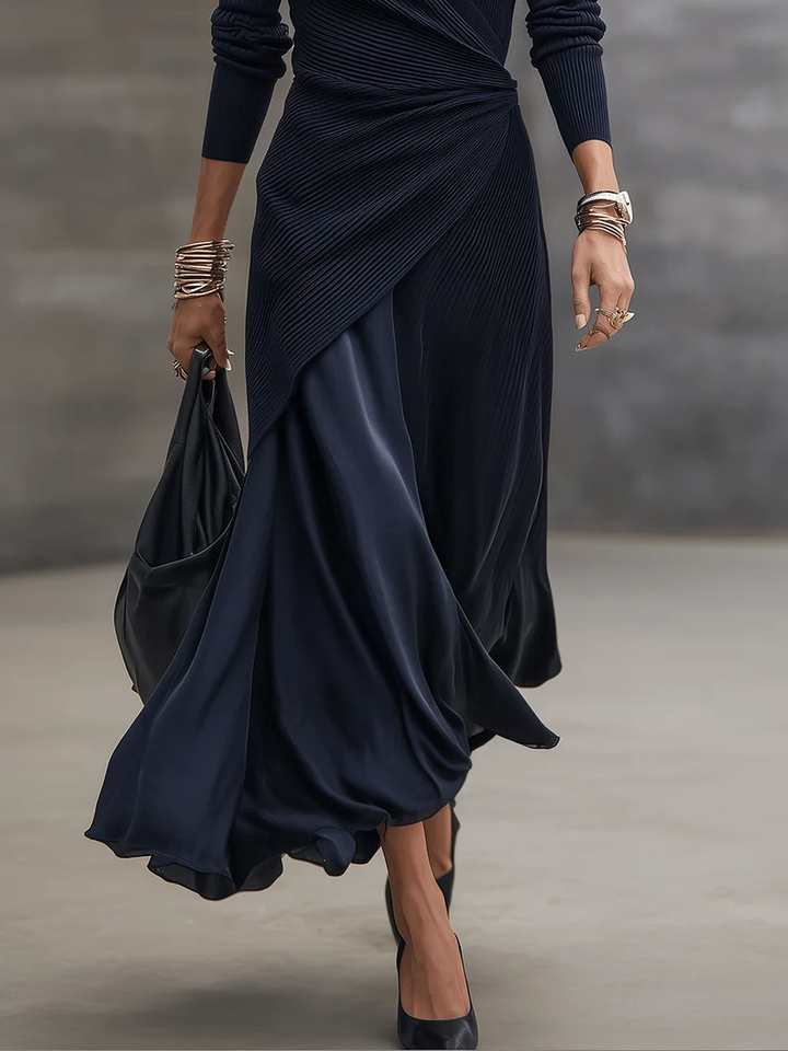 Etta - Robe longue drapée texturée