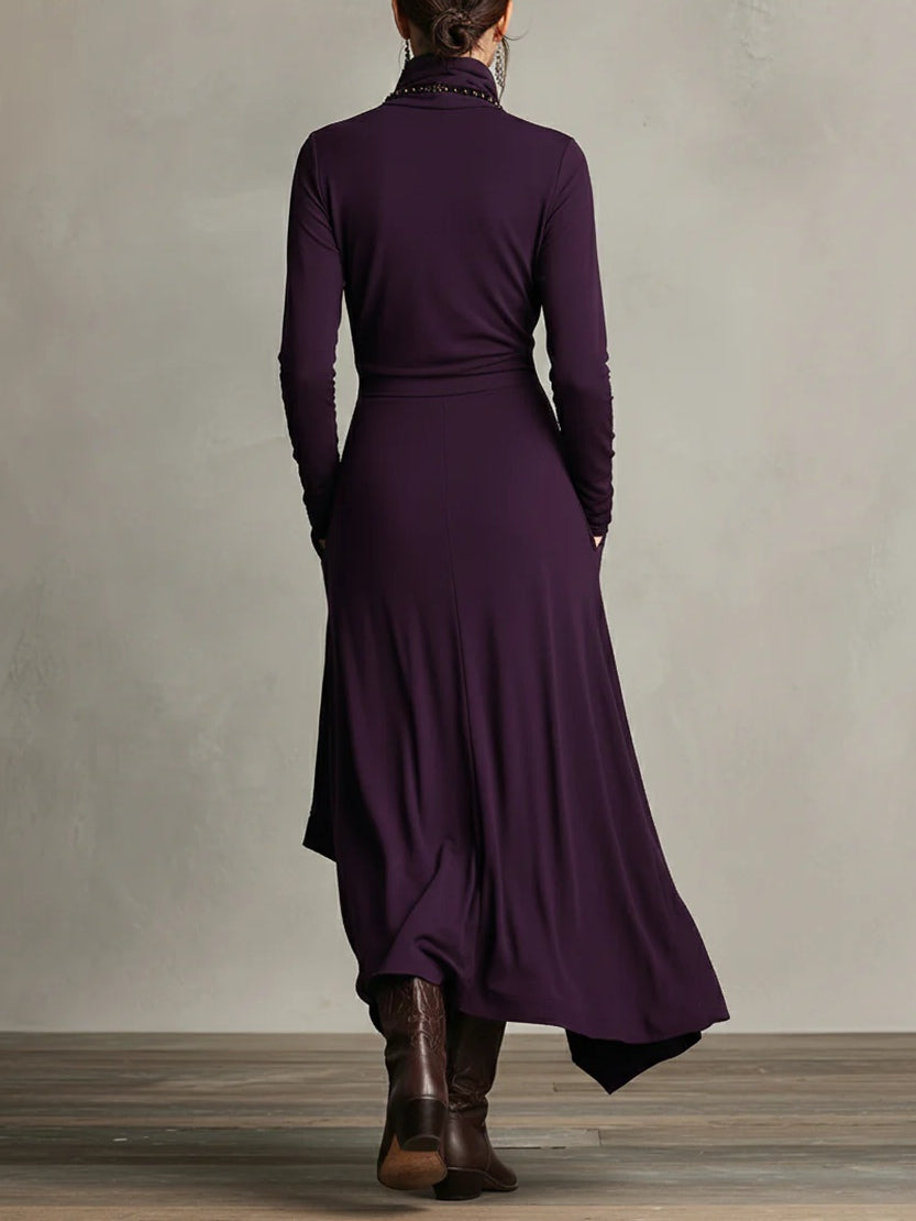 Celenora - Robe longue douce à col roulé