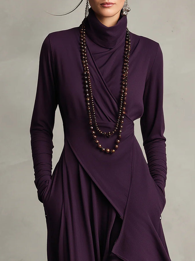 Celenora - Robe longue douce à col roulé