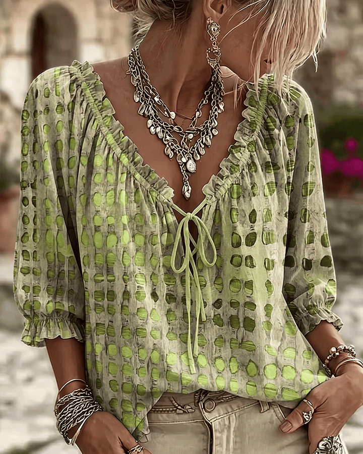 Bevelyn - Blouse à pois à laçage, au toucher doux