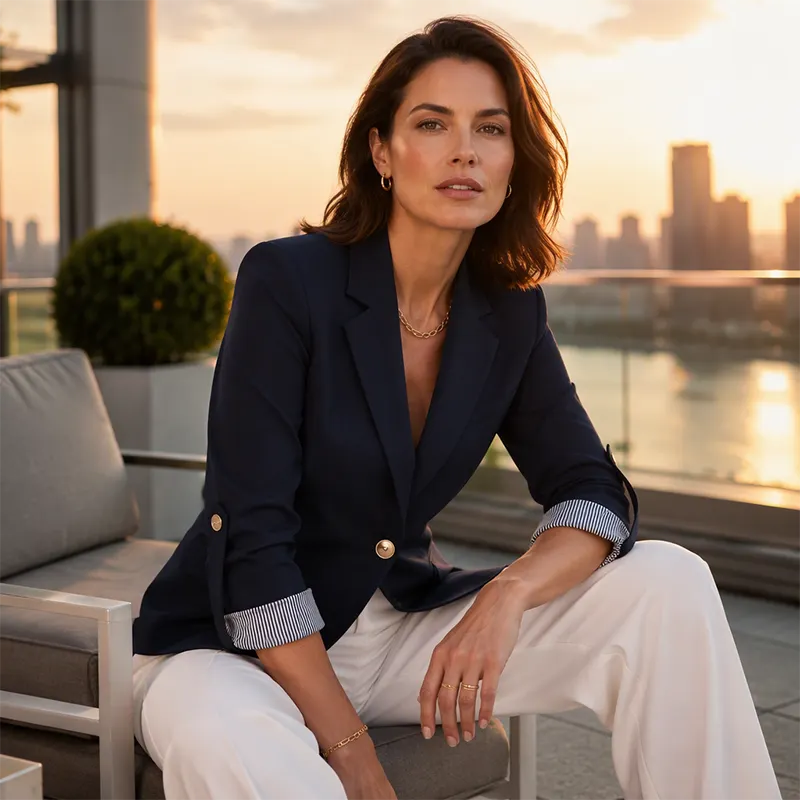 Celenya - Blazer classique à manches retroussées