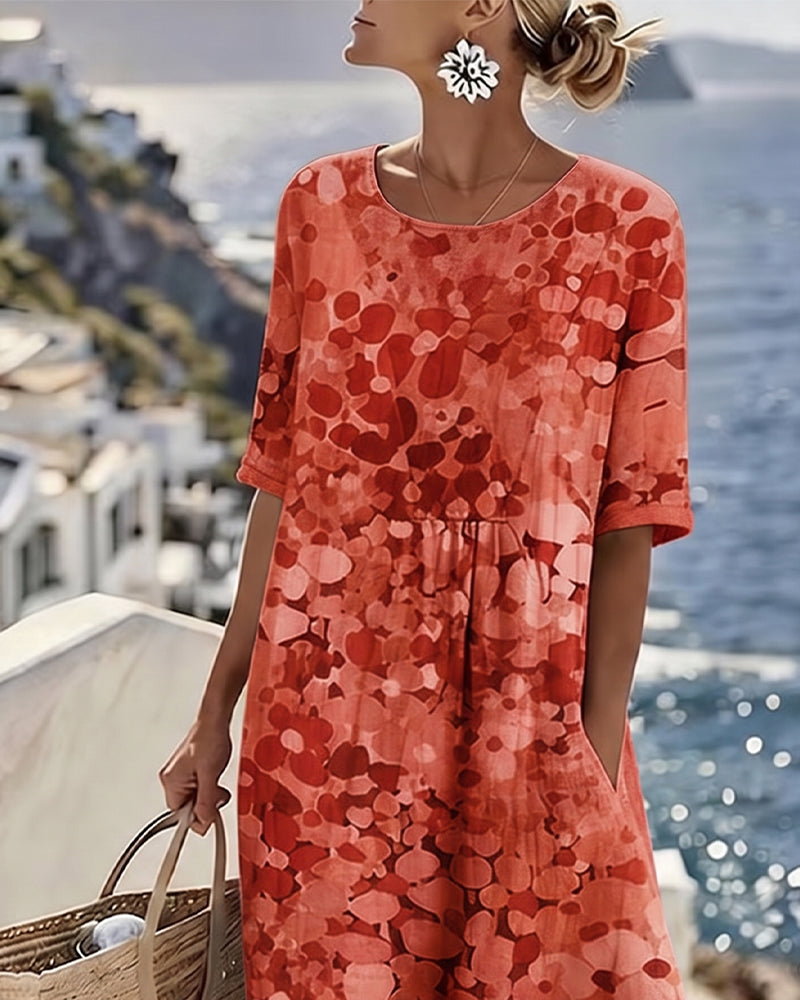 Adria - Robe midi trapèze en tissu doux