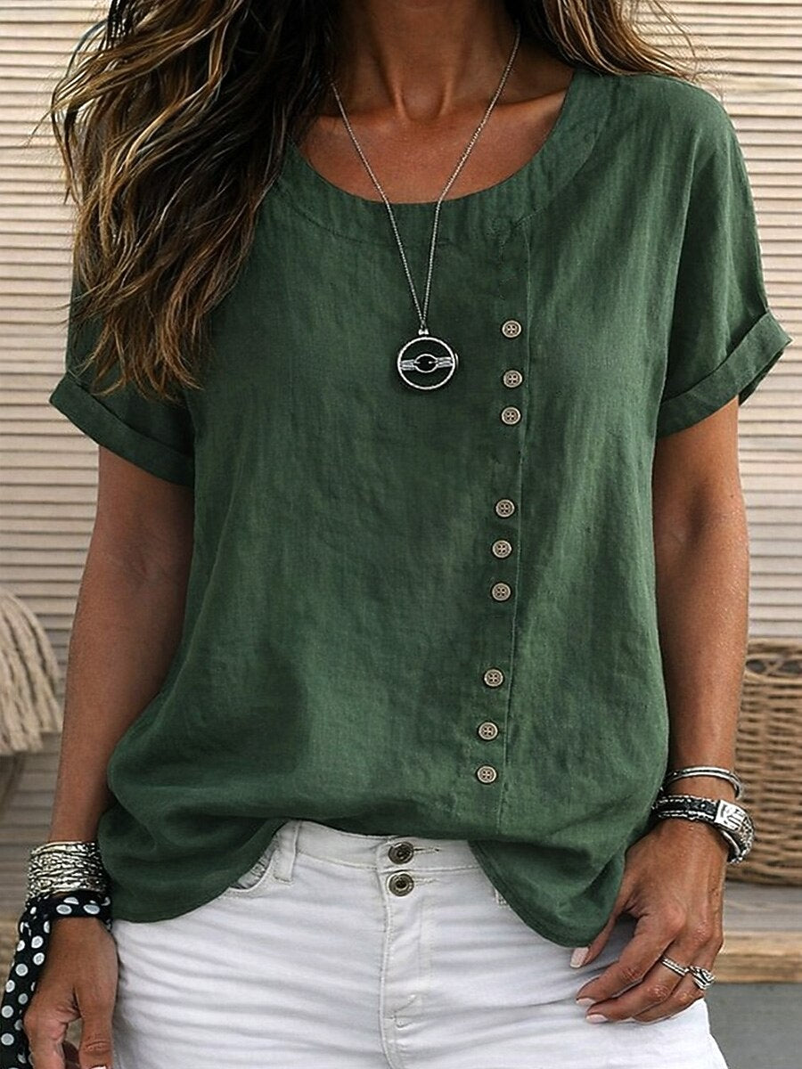 Sidonie - Blouse manches courtes à détails de boutons