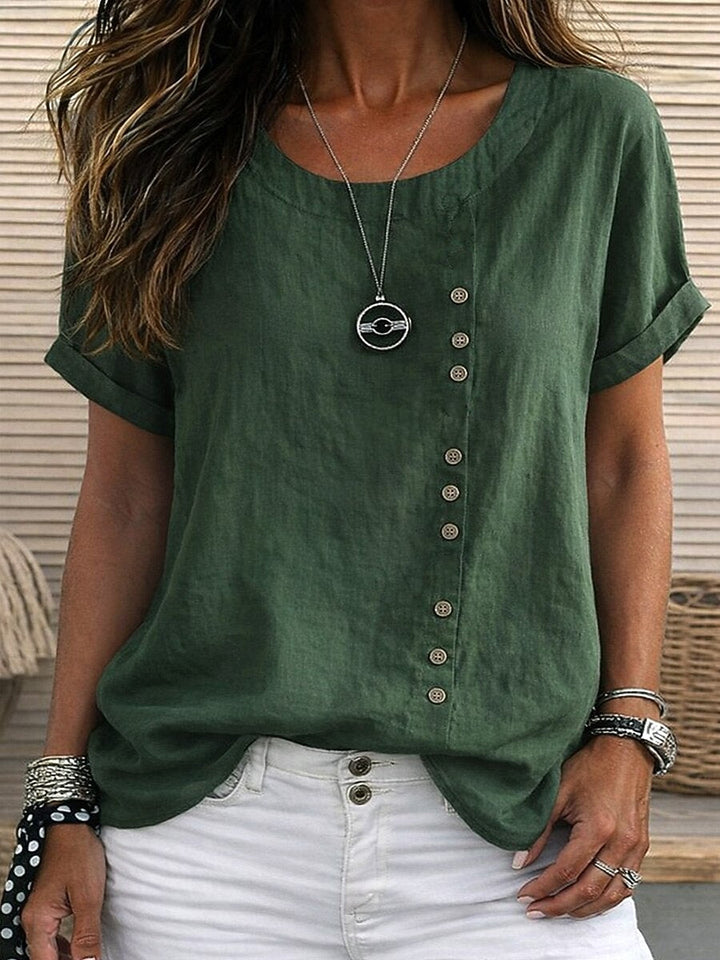 Sidonie - Blouse manches courtes à détails de boutons