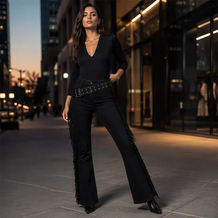 Fiorenne - Pantalon flare à franges western