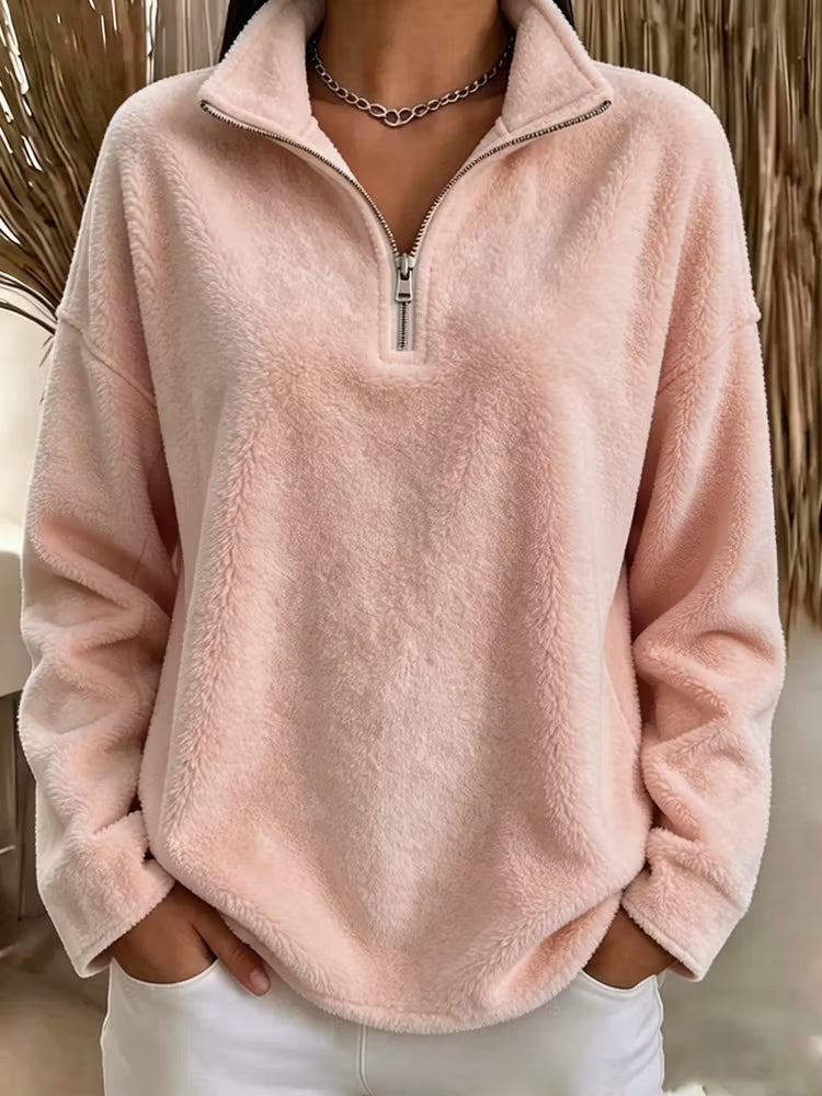 Tiana - Sweat-shirt en polaire à col montant, décontracté