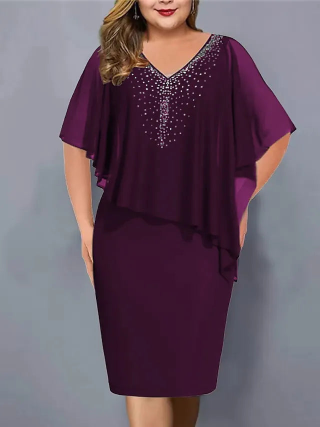 Lirienne - Robe midi à col V ornée de strass premium
