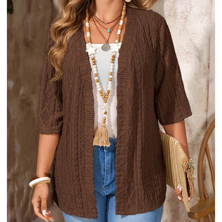 Delienne - Cardigan en maille ajourée au toucher doux