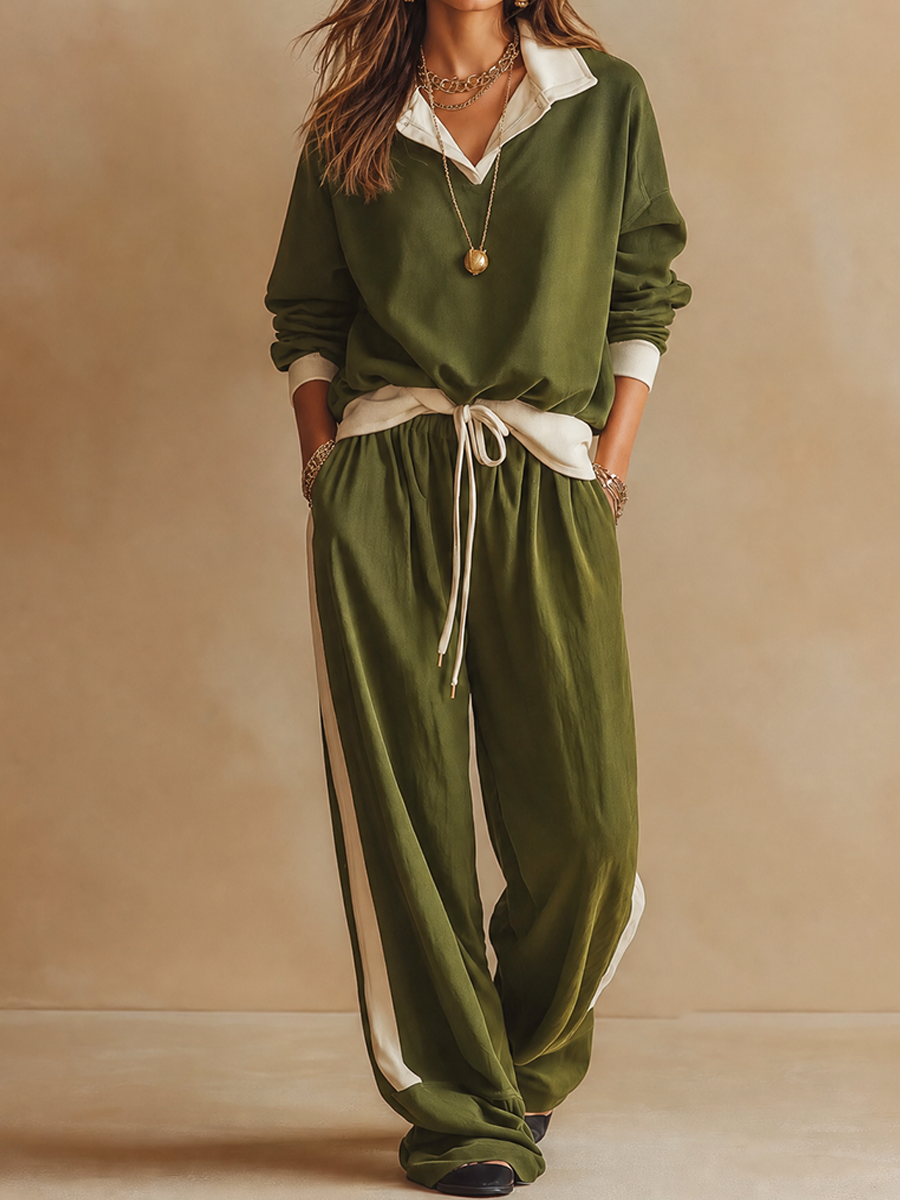 Ruby - Ensemble pantalon large et polo décontracté