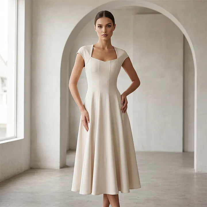 Ysolenne - Robe midi à encolure carrée, douce au toucher