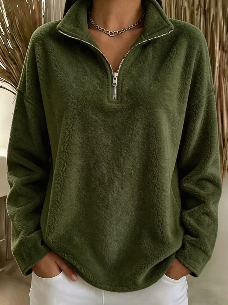 Tiana - Sweat-shirt en polaire à col montant, décontracté