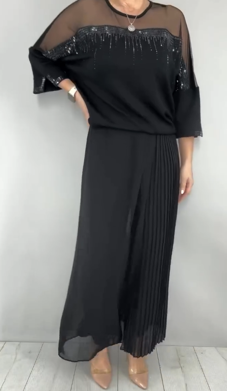 Caia - Ensemble deux-pièces pantalon à pinces orné