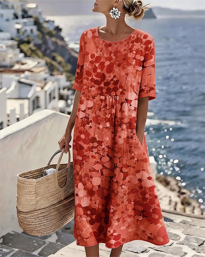 Adria - Robe midi trapèze en tissu doux