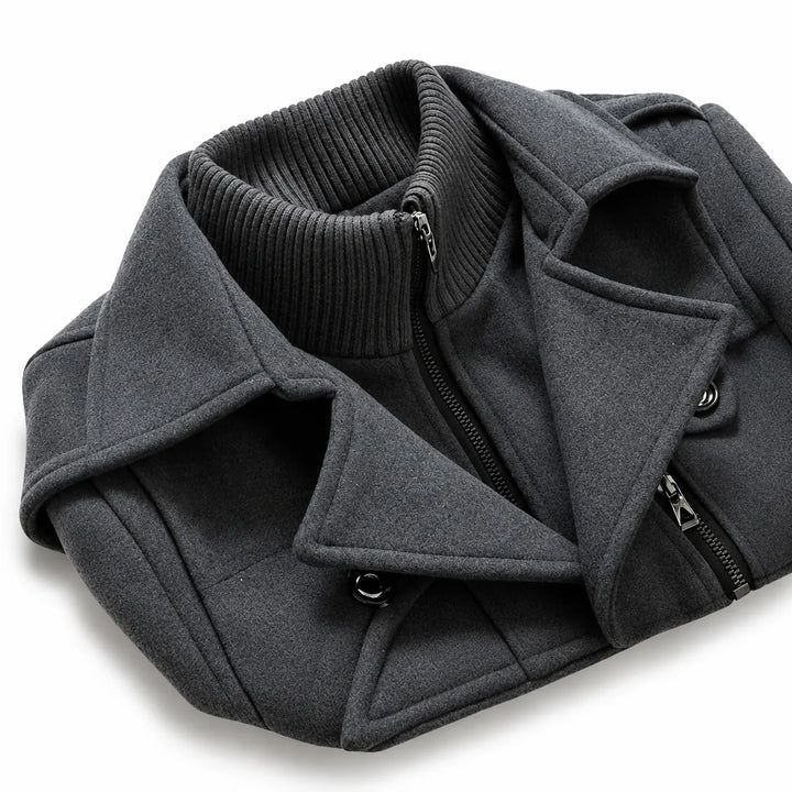 Davin - Manteau mi-long à col montant superposé