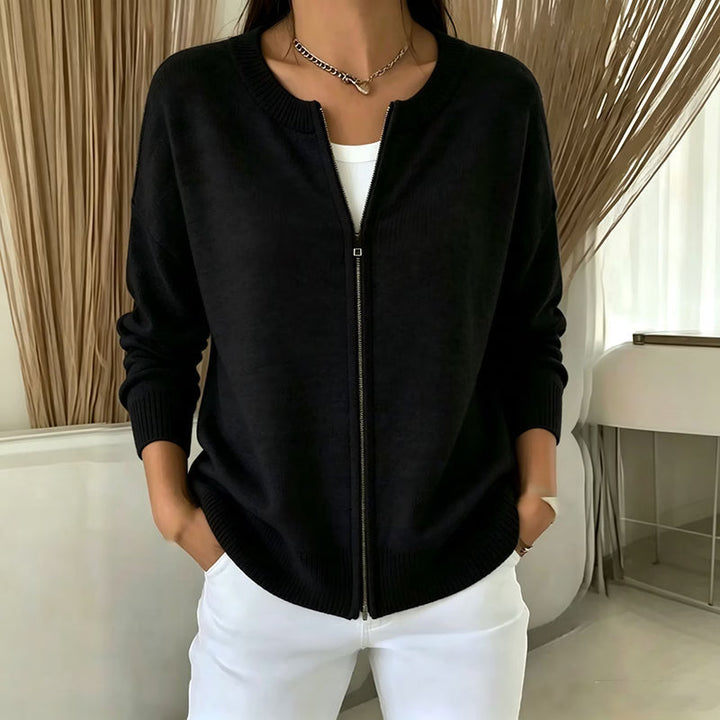 Xyla - Veste zippée en maille, coupe décontractée
