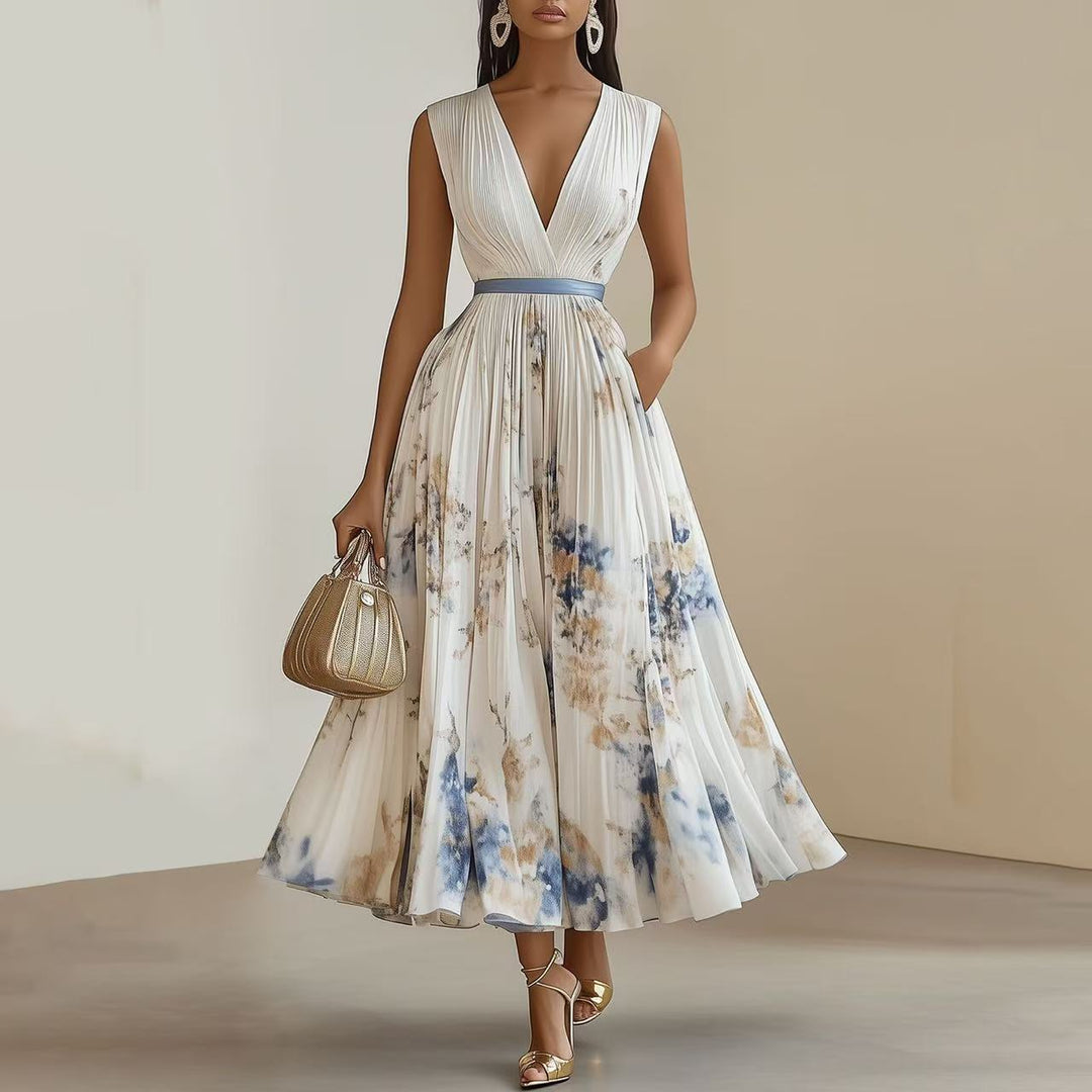 Nadia - Robe midi plissée à fleurs