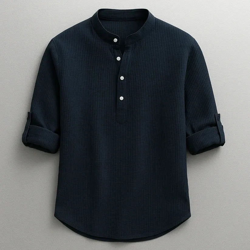 Jarvis - T-shirt Henley texturé