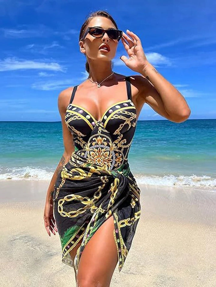 Diana - Maillot de bain une-pièce sculptant avec paréo
