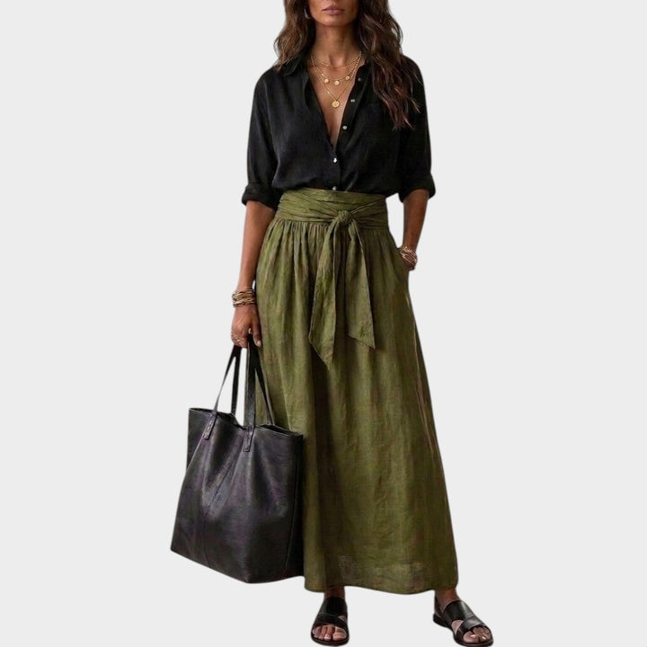 Salomé - Ensemble blouse à coupe ample et jupe midi
