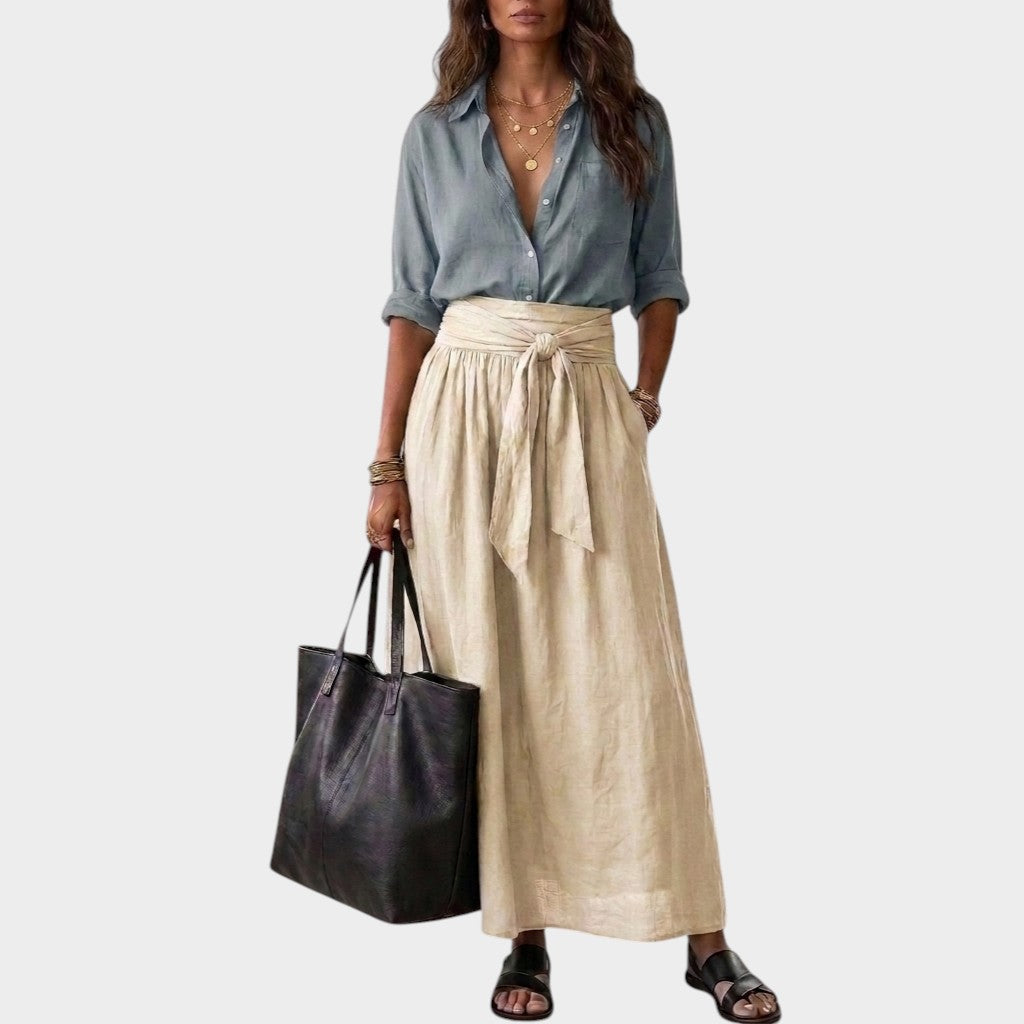 Salomé - Ensemble blouse à coupe ample et jupe midi