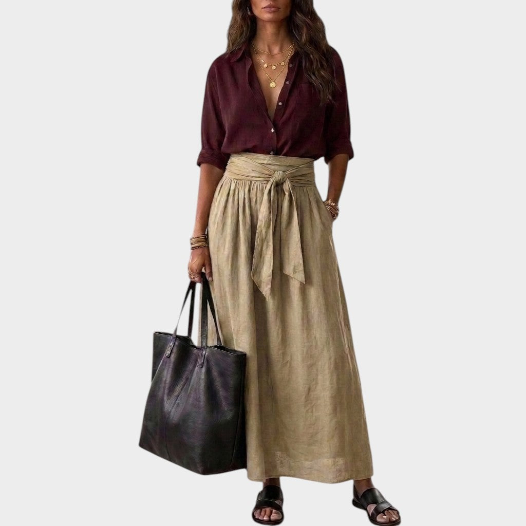 Salomé - Ensemble blouse à coupe ample et jupe midi