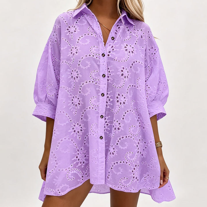 Amarielle - Robe brodée boutonnée et aérée
