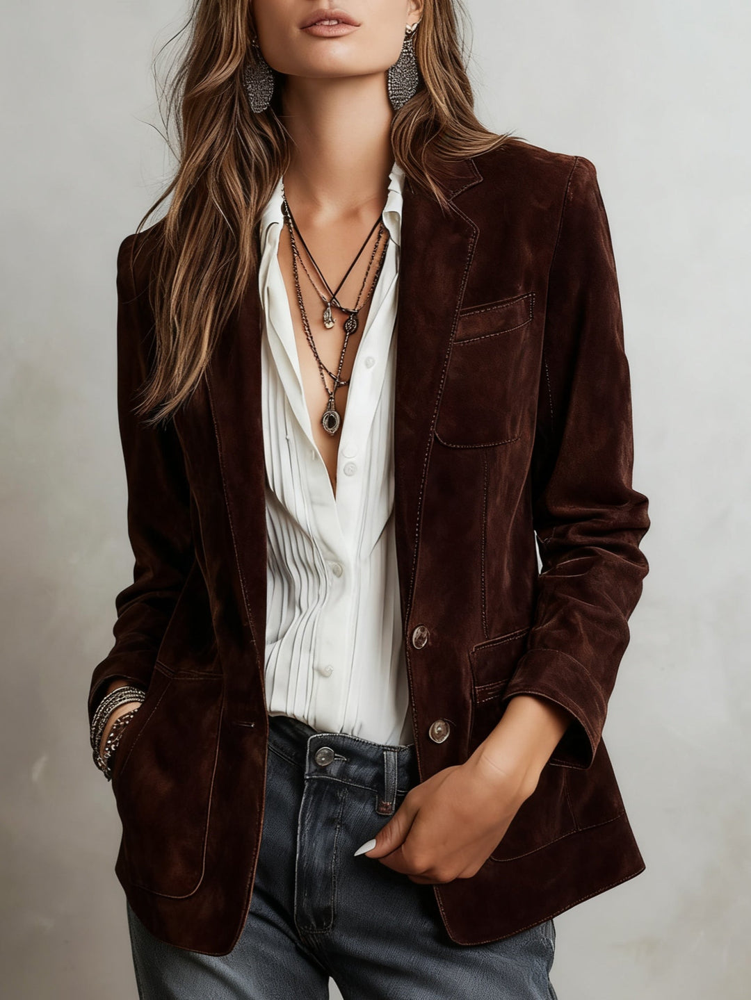 Mirevalle - Blazer sur-mesure en suède vintage