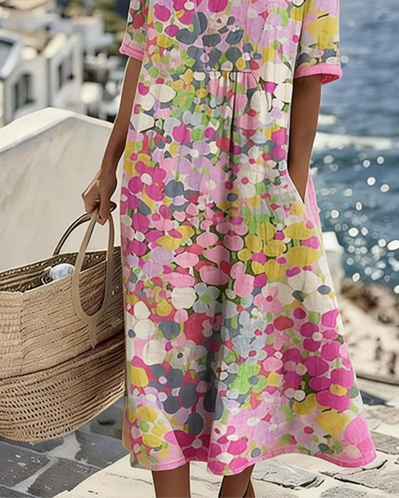 Adria - Robe midi trapèze en tissu doux