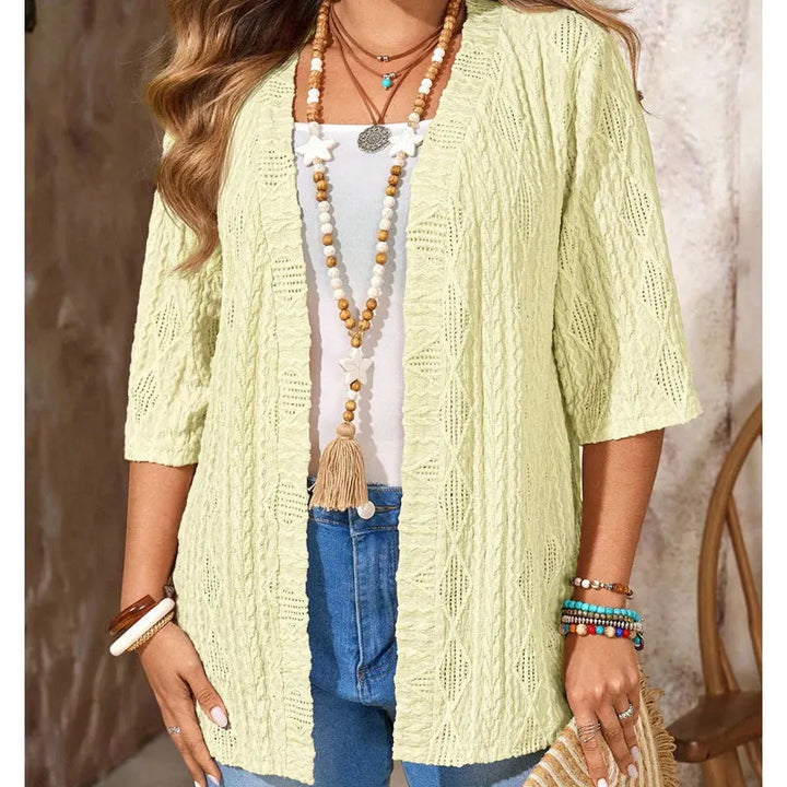 Delienne - Cardigan en maille ajourée au toucher doux