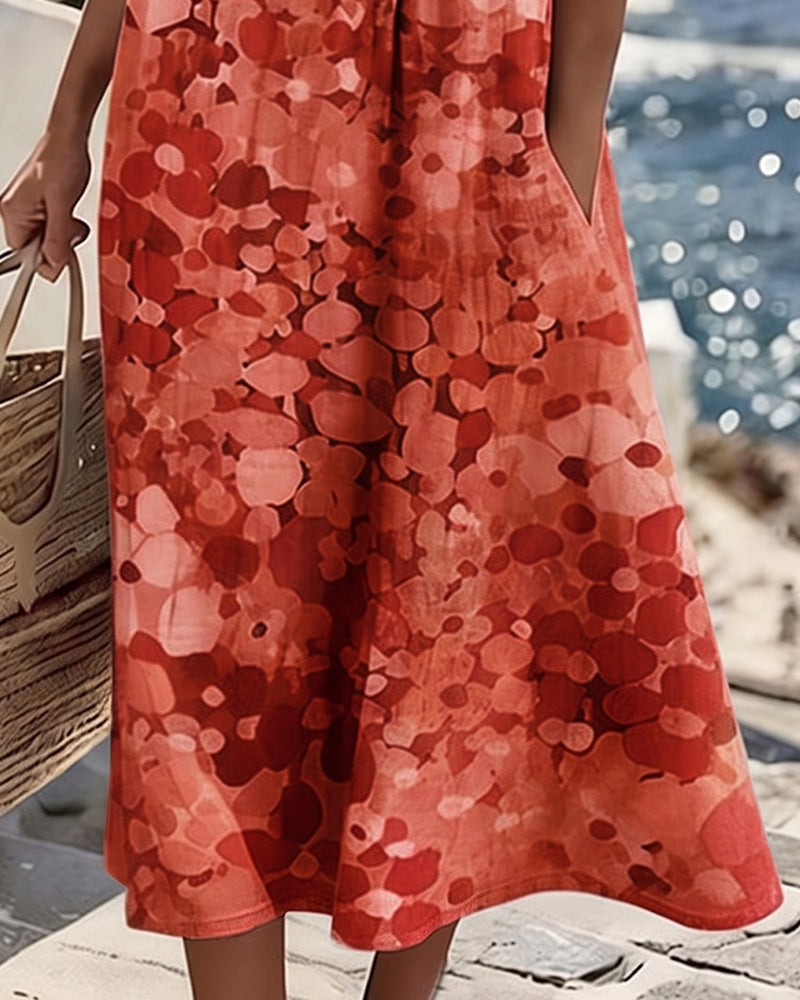 Adria - Robe midi trapèze en tissu doux