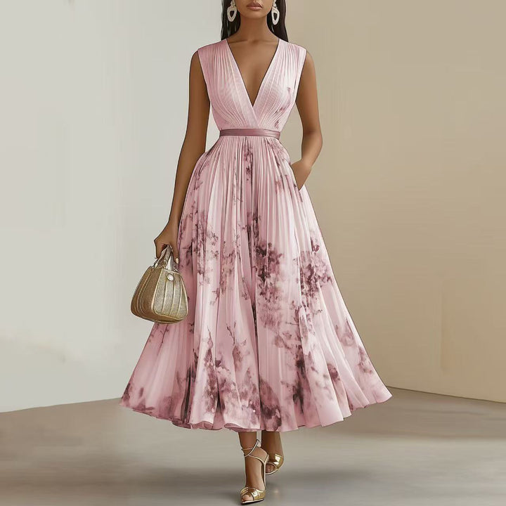 Nadia - Robe midi plissée à fleurs