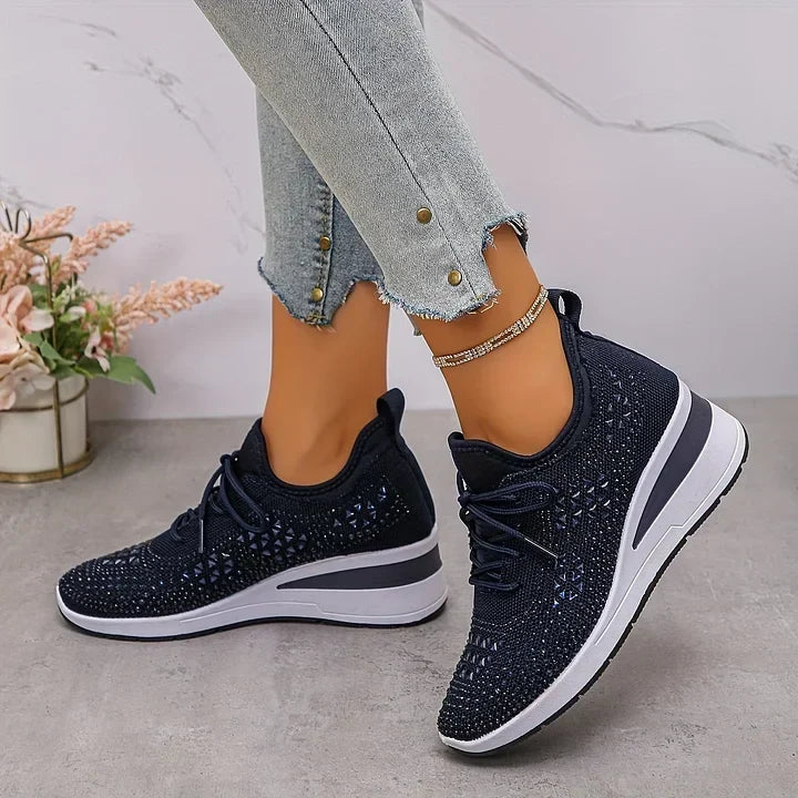 Lilia - Baskets compensées ornées de strass